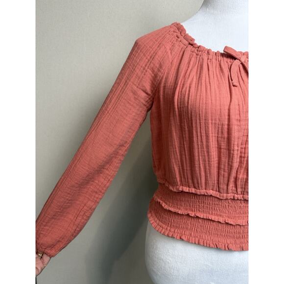 Old Navy Smocked Elastic Waist Top Sz XL 14-16 Long Sleeve CottageCore Peasant - Picture 3 of 12